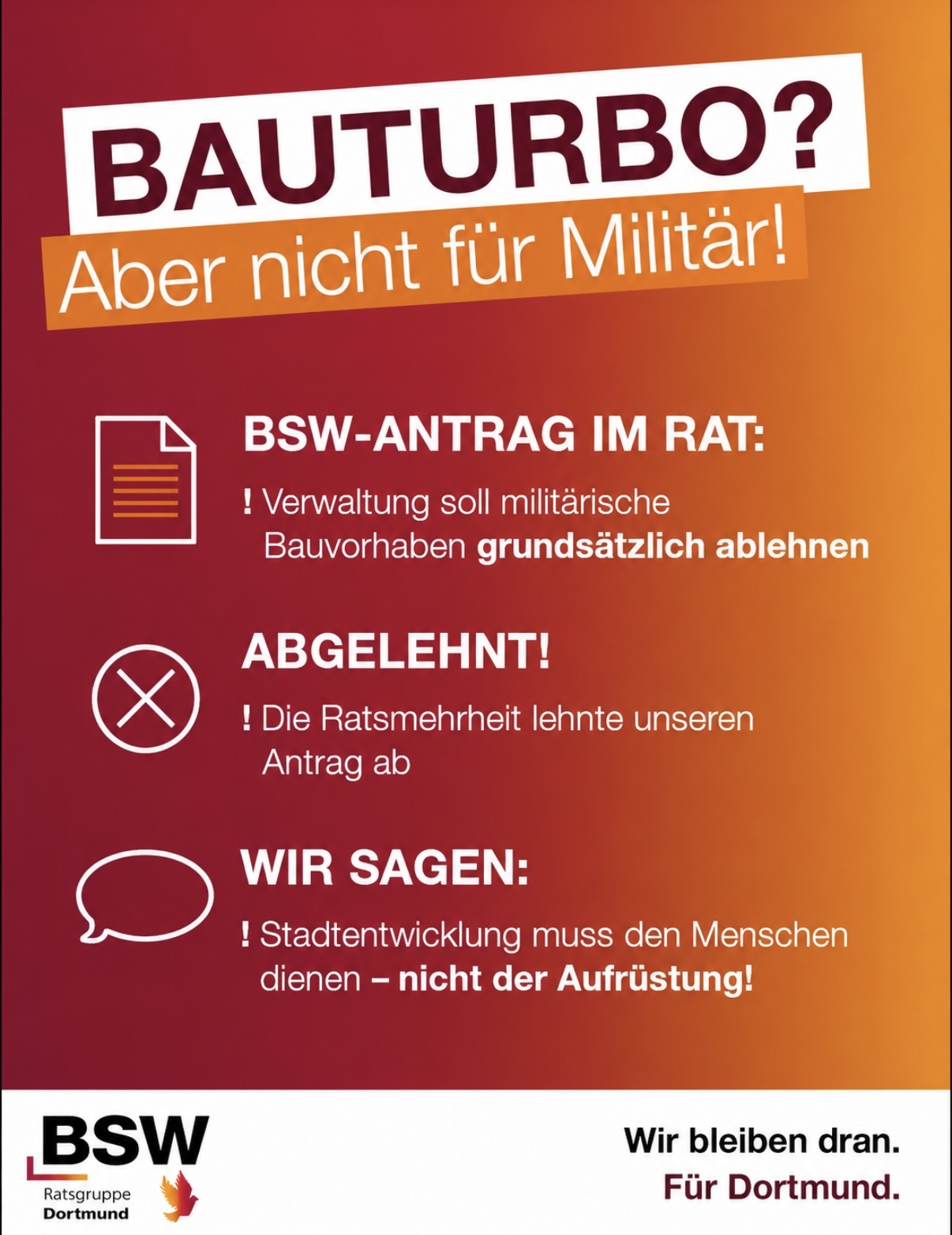 Bauturbo? Ja – aber nicht für Militär!